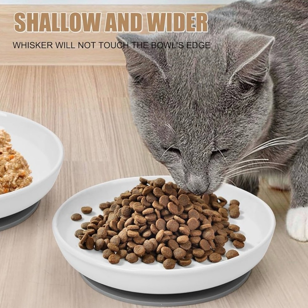 Ceramic Elevated Pet Bowls with Bamboo Stand - Picture 3 of 7